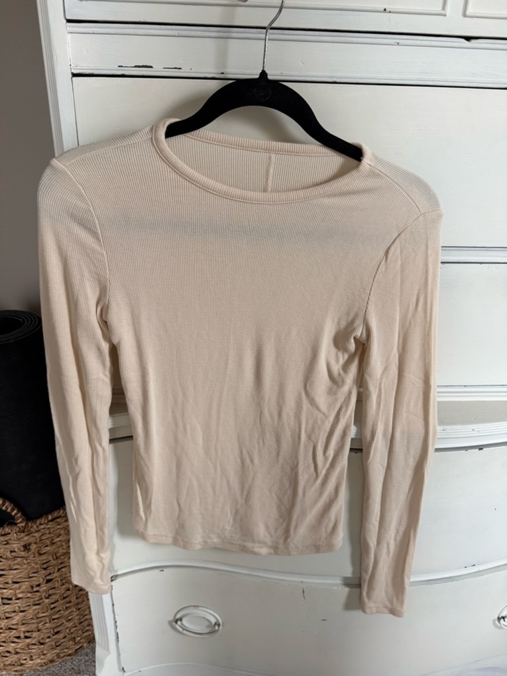 nuuds Cream Ribbed Long-Sleeve Tee